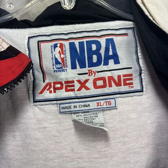 Vintage NBA 90s APEXONE Jacket hoodie CHICAGO BULLS XL Embroidered Read Desc* - Picture 3 of 10